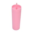 thumbnail image 3 of Vaso con pajita, material plástico opaco, tapa equipada, forma cilíndrica, seguro, ligero, reutilizable, para gimnasio, color rosa, 3 of 15