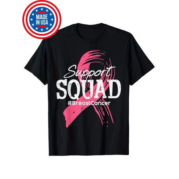 Breast Cancer Ribbon Support Squad Awareness Men Women Kids T-Shirt