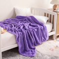 thumbnail image 6 of Fluffy Flannel Toddler Bed Blanket, Warm and Fuzzy Plush Stripes Crib Throw, 30 x 40 inches, Purple, 6 of 6