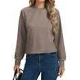 thumbnail image 3 of TEMEFON Women's Crewneck Sweatshirts Lightweight Long Sleeve Tunic Tops Cute Pullover Shirts, 3 of 5