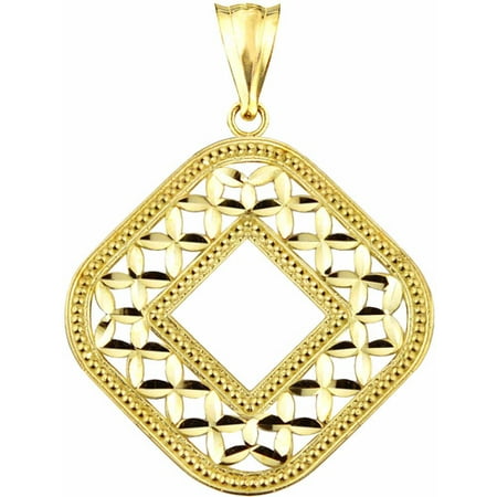 US GOLD 10kt Gold Open Lattice Diamond Design Charm Pendant