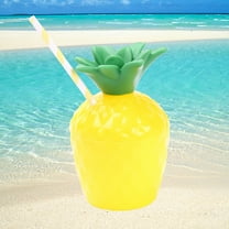FRCOLOR Pineapple Drink Cups Tropical Party PE Cups Supplies for Luau Party Beach Theme Party (with Straw)