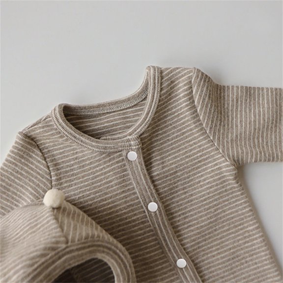 Gubotare Baby Baby Bodysuit with Mitten , Bamboo Bodysuits Long Sleeve Pajamas for Boy Girl,Khaki 6-12 Months