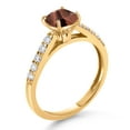 thumbnail image 3 of Gem Stone King 2.20 Ct Cushion Red Tiger Eye G/H Lab Grown Diamond 10K Yellow Gold Engagement Ring (Size 7), 3 of 4