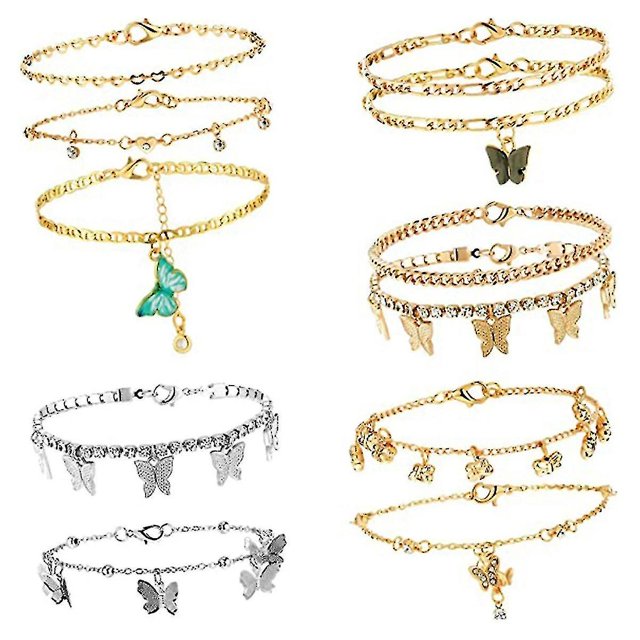 11 pulseras de tobillo para mujeres y adolescentes, juego de pulseras de tobillo con cadena de cuentas de playa boho para niñas