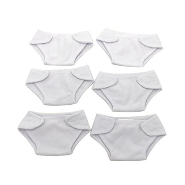 Baby Doll Toy 6 Pack Fabric Diapers, White