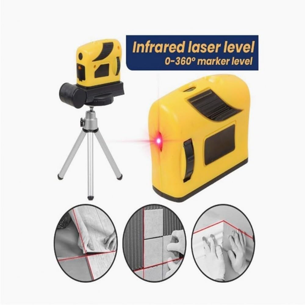 Infrared Level with Tripod 360 Degree Rotatable Self Leveling Point Line Cross Infrared Instrument Yellow