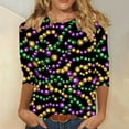 thumbnail image 6 of CYiJun Mardi Gras Clothing,Sparkling Mardi Gras Crewneck Top,3/4 Sleeve Metallic Party Shirt for Carnival Celebration, 6 of 6