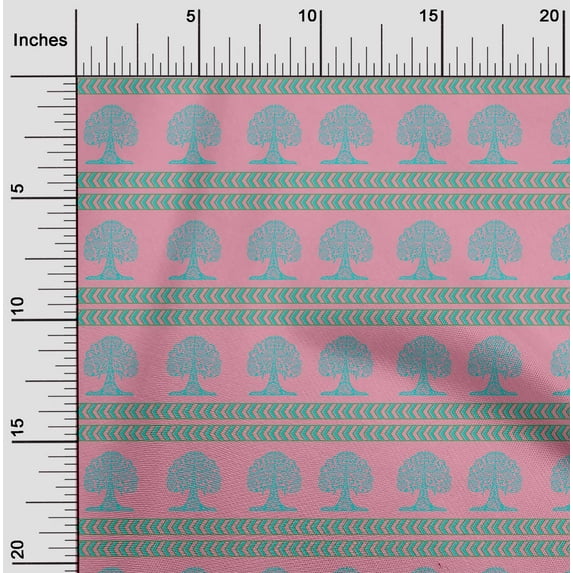 oneOone Cotton Silk Fabric Arrow & Tree Block Print Fabric BTY 42 Inch Wide