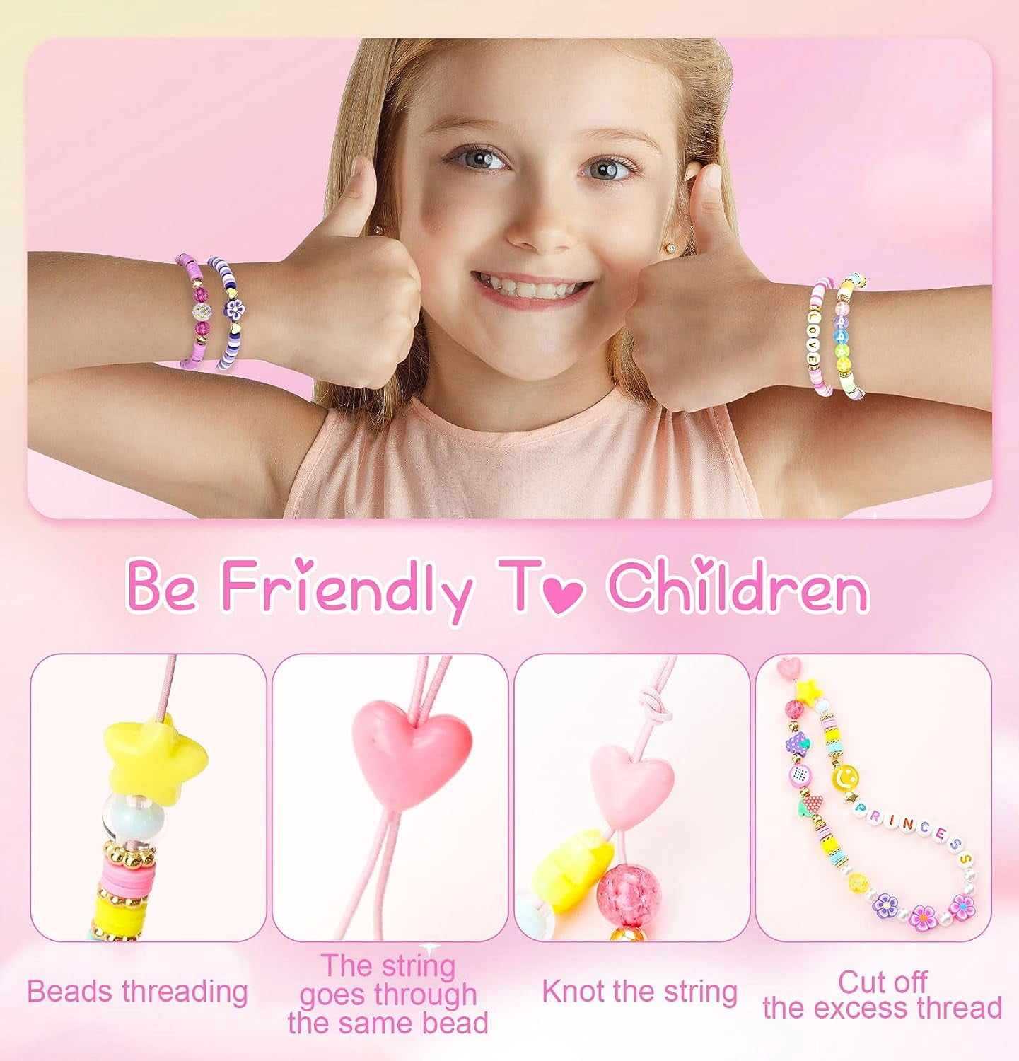 Clay Beads 7500 Pcs Friendship Bracelet Making Kit,2 Boxes 24 Colors Polymer Heishi Beads with Letter Beads for Jewelry Making, DIY Arts and Crafts Gifts Toys for Girls Age 4+