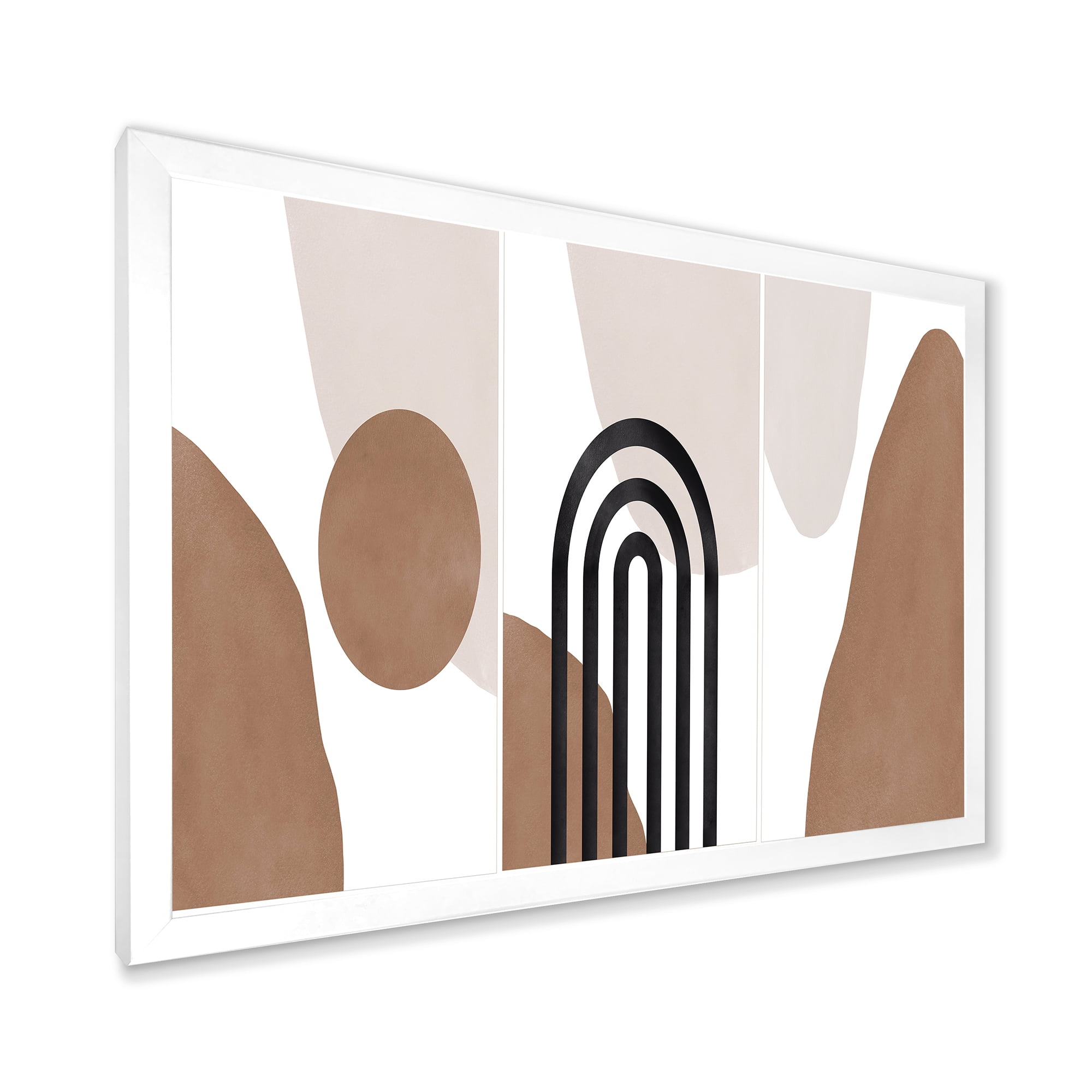 Designart 'Abstract Shapes in Ivory and Terracotta Shapes II' Modern Framed Art Print