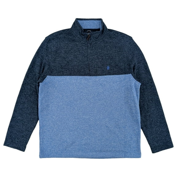 IZOD Mens Blue Colorblock Long Sleeve Fleece Quarter Zip Sweater Medium