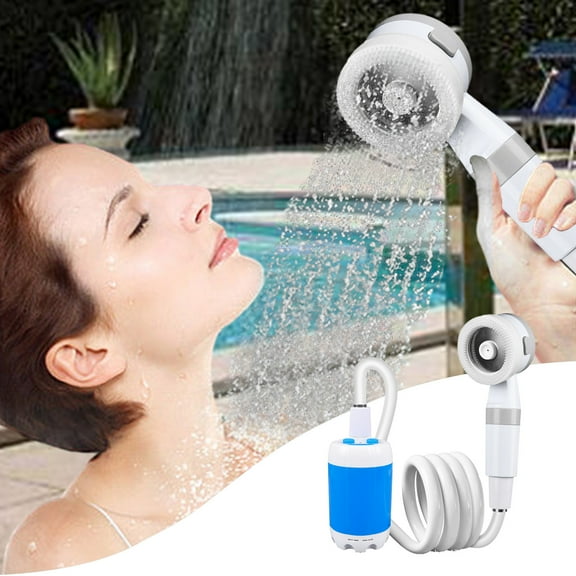 Rechargeable Portable Outdoor Shower - 6000mAh Battery, 2 Spray Modes, 82in Hose, Waterproof for Camping, RV, Emergency, Car Wash (Includes Filter & Mesh Bag, White)
