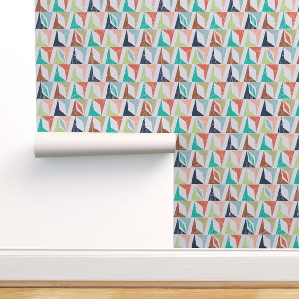 Peel And Stick Removable Wallpaper Mcm Midcentury Modern Triangles Textured Walmart Com