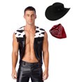 Mens Cow Print Hippie Vest Halloween Cosplay Cowboy Costume Sleeveless