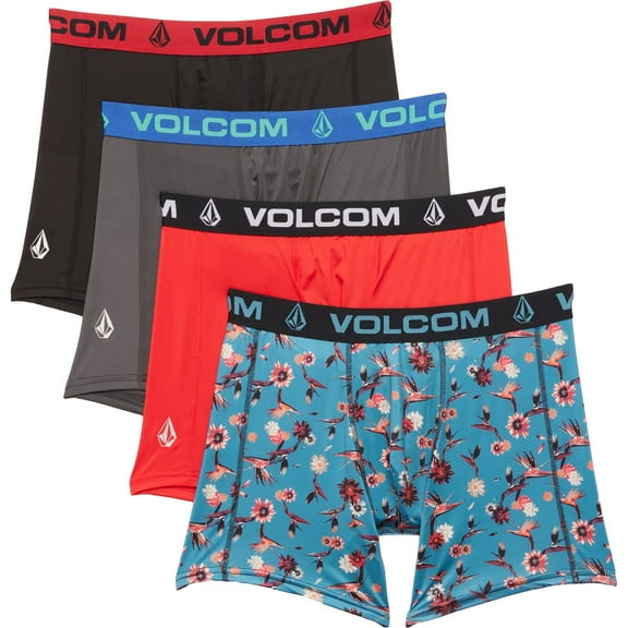 VOLCOM MEN'S PACK 4 - 253 MULTI RED - MEDIUM - UNDERWEAR X4 BOXER BRIEF