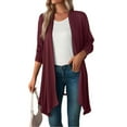 thumbnail image 2 of LAVA Women's Open Front Cardigan Casual Lightweight Long Sleeve Drape Duster Cardigans (Red, XL), 2 of 8