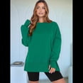 thumbnail image 4 of Sudaderas de Gran Tamaño para Mujer, Sudaderas con Capucha de Larga con Abertura para el Pulgar, Camisetas con Abertura Lateral, Tops Estilo Y2K Verde S, 4 of 10
