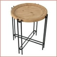 thumbnail image 3 of Modern Round Wood Top Coffee Table with Black Metal Legs, Compact & Stylish for Living Room, 3 of 17