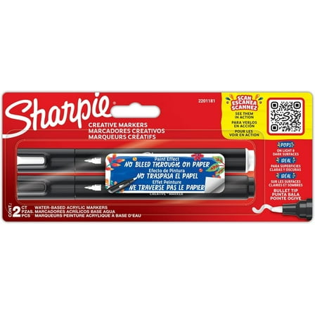SHARPIE Acrylic Marker, Round Tip, 2 Pieces Bls