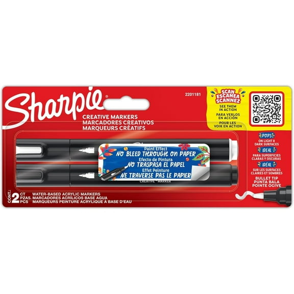 SHARPIE Acrylic Marker, Round Tip, 2 Pieces Bls