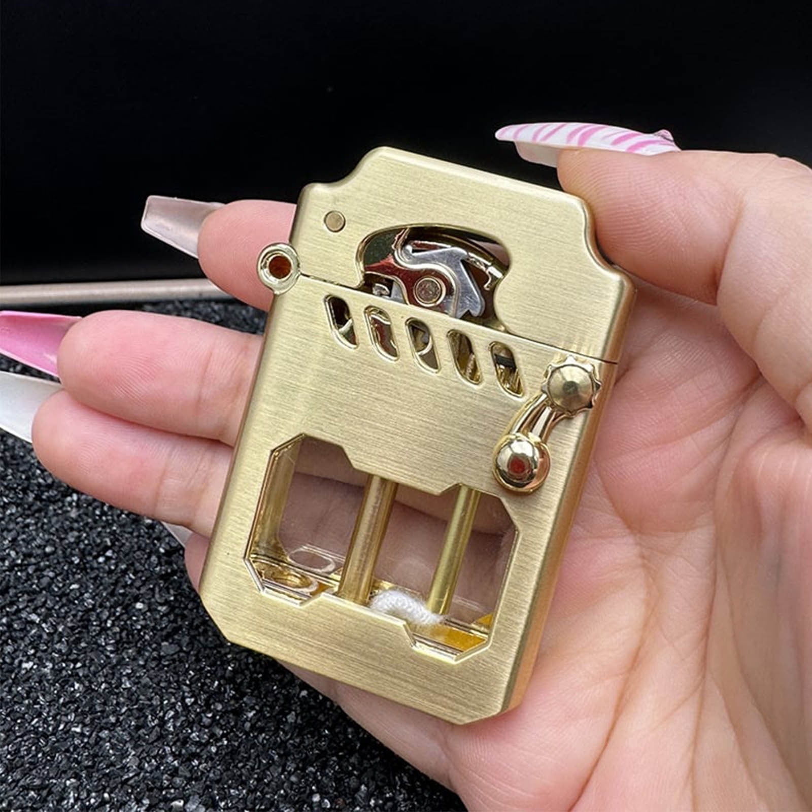 Uscallm One Button Ejection Transparent Lighter, One-button Ejection Cyberpunk Lighter, Transparent Chamber Rocker Mechanism, Futuristic Gadget For Smoking Accessories