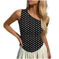 thumbnail image 7 of Feancey Women's One Shoulder Tank Tops Polka Dot Print Slim Fit Tanks Y2K Trendy Going Out Sleeveless T Shirts 2026 Summer Clothes Black L, 7 of 7