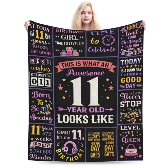 11th Birthday Blanket Gift Throw Blanket Cozy Soft Home Decor Birthday Girl Gift for 11 Year Old Girl Birthday Celebration Blanket 50x40