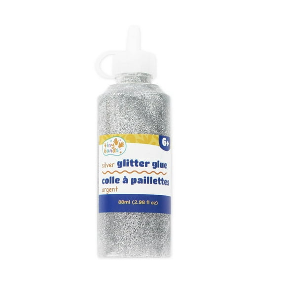 TINY HANDS Silver Glitter Glue, 88 ml (2.98 fl oz), Age 6+, Kids, Crafts, Projects, Decoration<br>