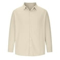 thumbnail image 4 of Mens Casual Tops Long Sleeve Cotton Gauze Shirts Buttons Down Solid Plain Collar Summer Beach Hippie Shirt 2025, 4 of 6