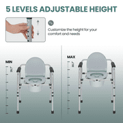 MaxKare 3 in 1 Bedside Commode Chair, Used as Raised Toilet Seat, Shower Chair, Toilet, with Handle, Removable Bucket, Adjustable Height, Support up to 300lbs
