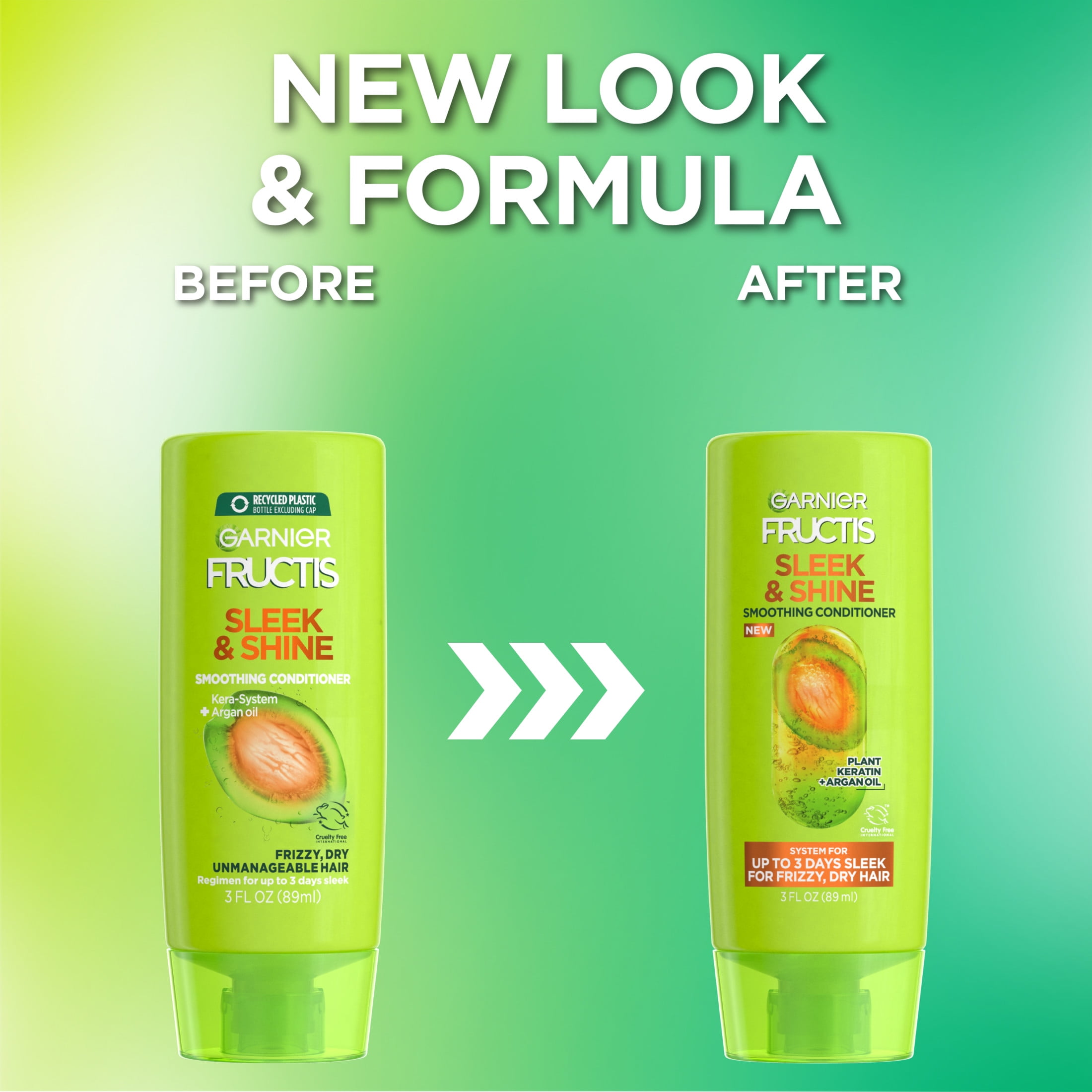 (4 pack) Garnier Fructis Sleek & Shine Conditioner for Frizzy, Dry Hair, 3 fl oz