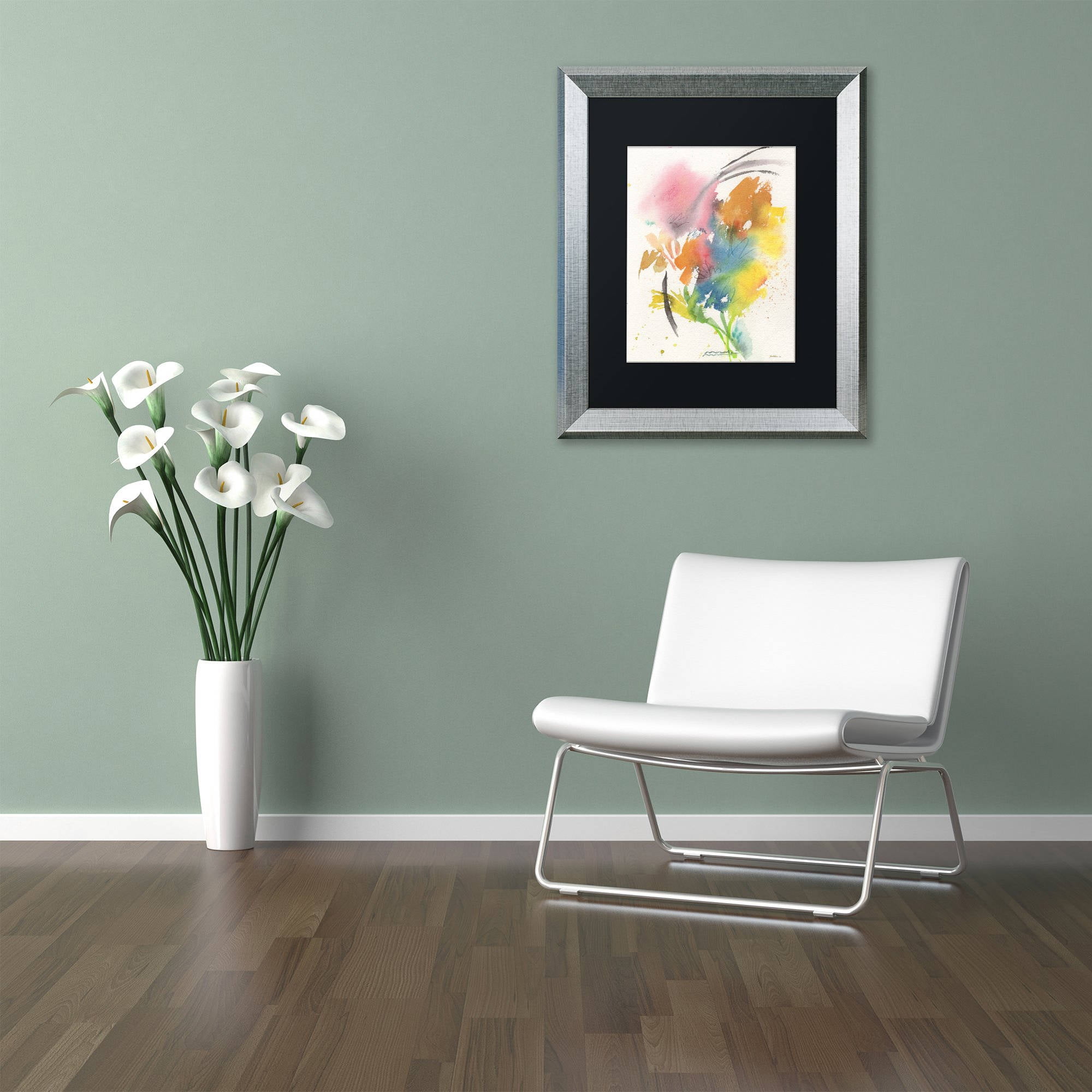 Trademark Fine Art "Rainbow Bouquet" Canvas Art by Sheila Golden, Black Matte, Silver Frame