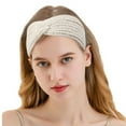 thumbnail image 2 of Women's Knit Headband, Cross Twist Wide Brim Hairband, Thick Acrylic Wool Winter Head Wrap for Warmth, Sports, and Casual Fashion-White, 2 of 3