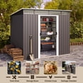 thumbnail image 6 of Aiho 7.4' x 5.3' Metal Storage Shed, Outdoor Lockable Shed with Transparent Panel Windows & Vents for Yard, Garden - Dark Gray, 6 of 9