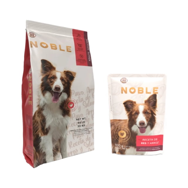 GrandPet Noble Adulto 20 Kg + Caja Noble Receta Res y Arroz Sobre 100 g (10 Pzas)