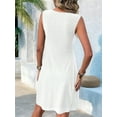 thumbnail image 6 of Women'S V-Neck Twist Sleeveless Design Chest Pleated Waist Dress White M, 6 of 7