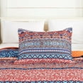 thumbnail image 3 of Chezmoi Collection Shore 3-Piece Boho Stripe Quilt Set, Medallion Floral Colorful Bohemian Printed Microfiber Lightweight Bedspread Set, Queen (100" x 95"), 3 of 9