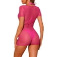 thumbnail image 3 of INSPIRAR CHIC Conjuntos de Bikini para Mujeres de 3 Piezas con Cierre de Encaje Trajes de Baño con Mono de Malla Transparente Color Rosa Fucsia, 3 of 5
