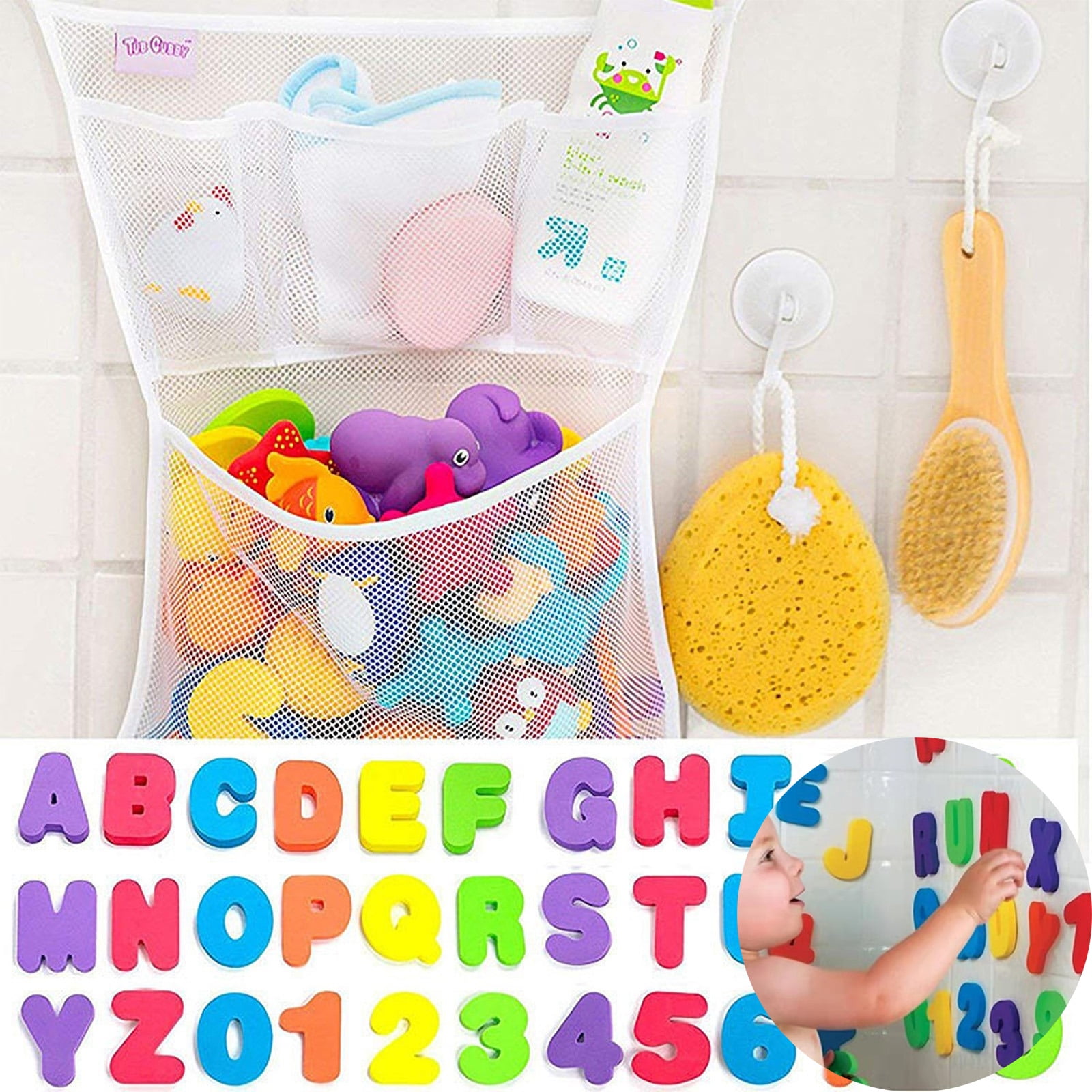 Foam Bath Letters & Numbers for Toddlers 1+, 36 PCS Non-Toxic EVA Floating Bathtub Toys, Educational Early Learning Bathtub Wall Stickers for Kids Baby, Stocking Stuffers & Party Favors