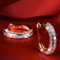 thumbnail image 4 of Kcodviy New Fashion Round Diamond Earrings Women Silver Gold Rosegold Glitter 3 Earrings Set For 3 Holes Diamond Ear Earrings For Women Drop Earrings Door Knocker Earrings Candy Heart Neck, 4 of 7