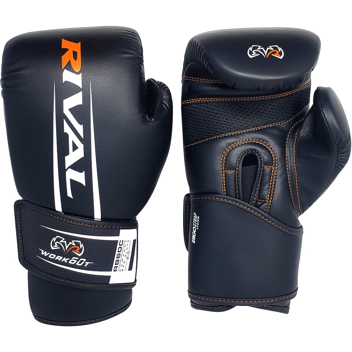 RIVAL Boxing RB60C Workout Compact Hook and Loop Bag Gloves 2.0 - XL - Black