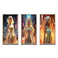 thumbnail image 2 of Designart "Glorious Cyberpunk Urban Goddess of Tokyo I" Cyberpunk Woman Framed Wall Art Set Of 3 - Gold Woman Cyberpunk Frame Canvas Set For Living Room Decor, 2 of 6