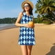 thumbnail image 3 of Fotbe Blue Squares Vestido de Verano sin Mangas para Mujer – Vestido Midi Línea A, Estilo Camiseta Floral, Vestido Playero Casual y Fluido, 3 of 7