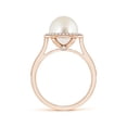 thumbnail image 2 of Angara South Sea Cultured Pearl Halo Ring with Milgrain in 14K Rose Gold for Women | June Birthstone Jewelry for Her, 2 of 5