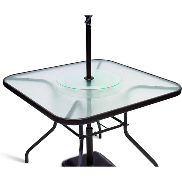 Mainstays Clear Glass Patio Lazy Susan, Lazy Susan For Patio Table With Umbrella Hole
