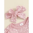thumbnail image 6 of Suealasg Infant Girl Fall Outfits 3 6 12 18 Months Long Sleeve Crew Neck Floral Ribbed Romper +Long Pants +Headband Newborn Baby Girl Casual Autumn 3Pcs Clothes, 6 of 7
