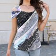 thumbnail image 6 of JTZGDY Cold Shoulder Tops for Women Cute Floral Pattern Printed Summer Short Sleeve V Neck Basic Tunic Tees Loose Flowy Cozy Tshirt Blouse Gray#01 S, 6 of 8