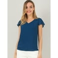 thumbnail image 2 of INSPIRE CHIC Blouse d'Été en Chiffon pour Femmes, Col en V, Manches Courtes, Semi-Transparente, 2 of 6