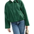 thumbnail image 6 of Long Sleeved Women Spring Fall Faux Suede Bomber Jackets Turn-down Collar Casual Lapel Zipper Jacket, 6 of 7